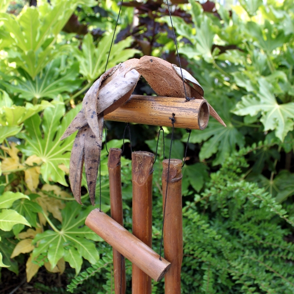 Bambus Windspiel mit Vogelpärchen